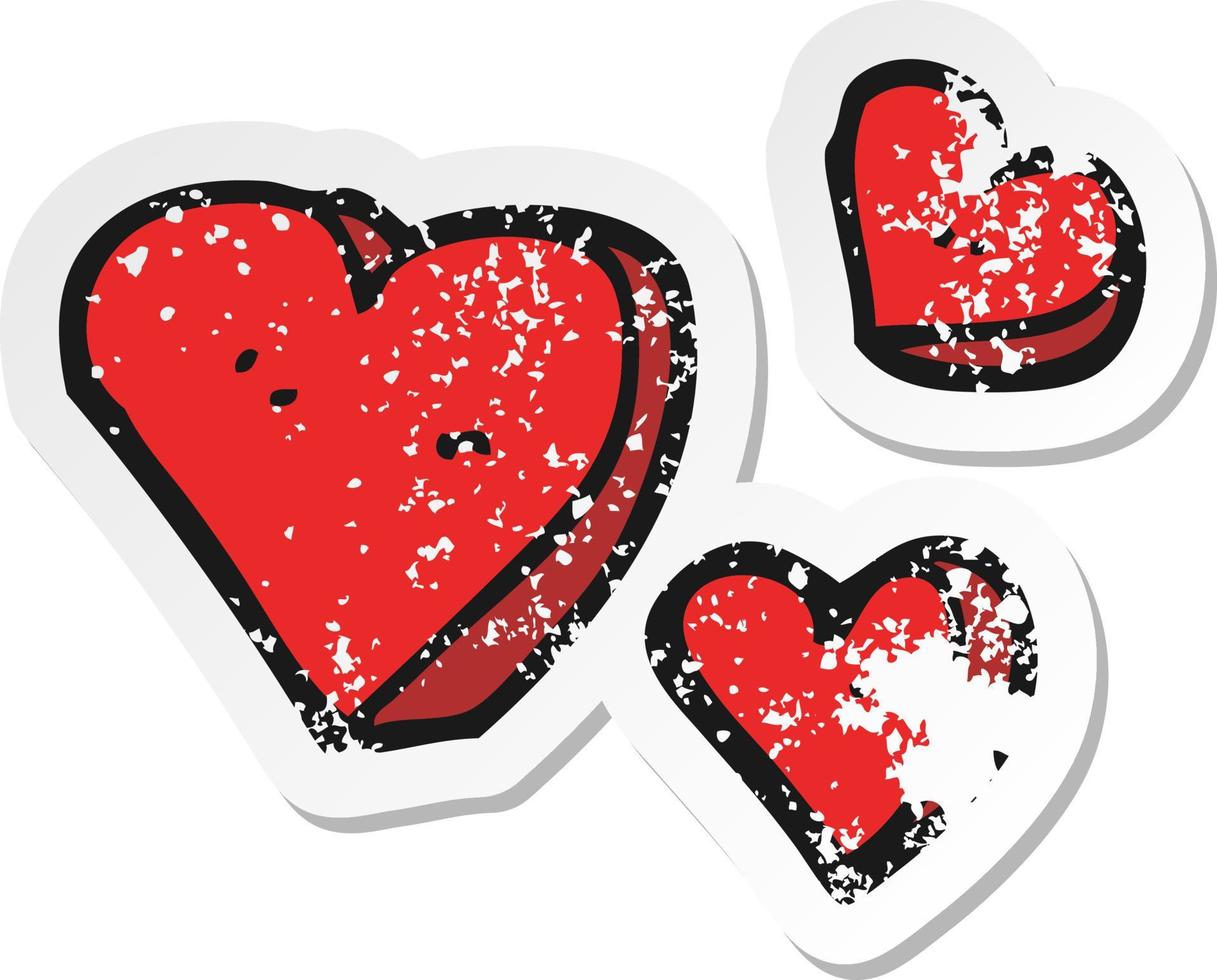 retro distressed sticker of a cartoon hearts vector