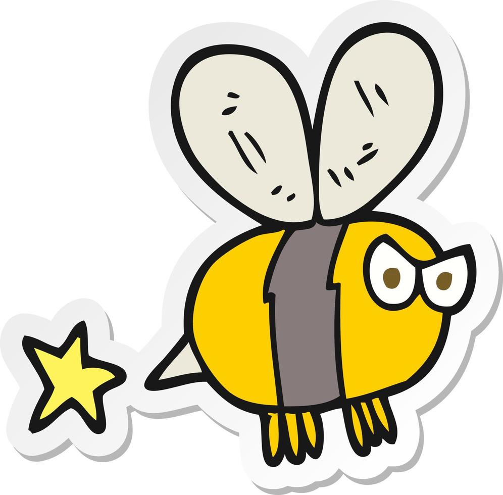 sticker of a cartoon angry bee vector