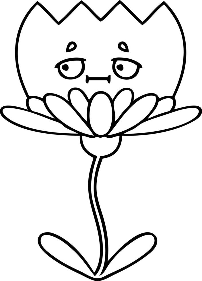 line drawing cartoon flower vector