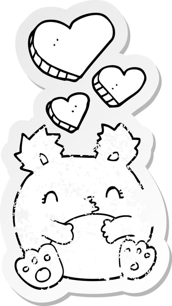 distressed sticker of a cute cartoon bear vector