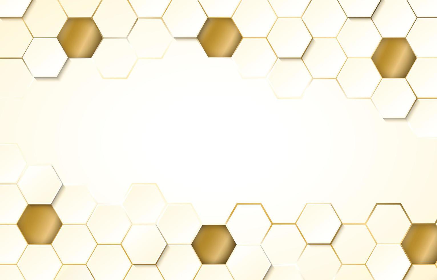 fondo hexagonal dorado y blanco vector