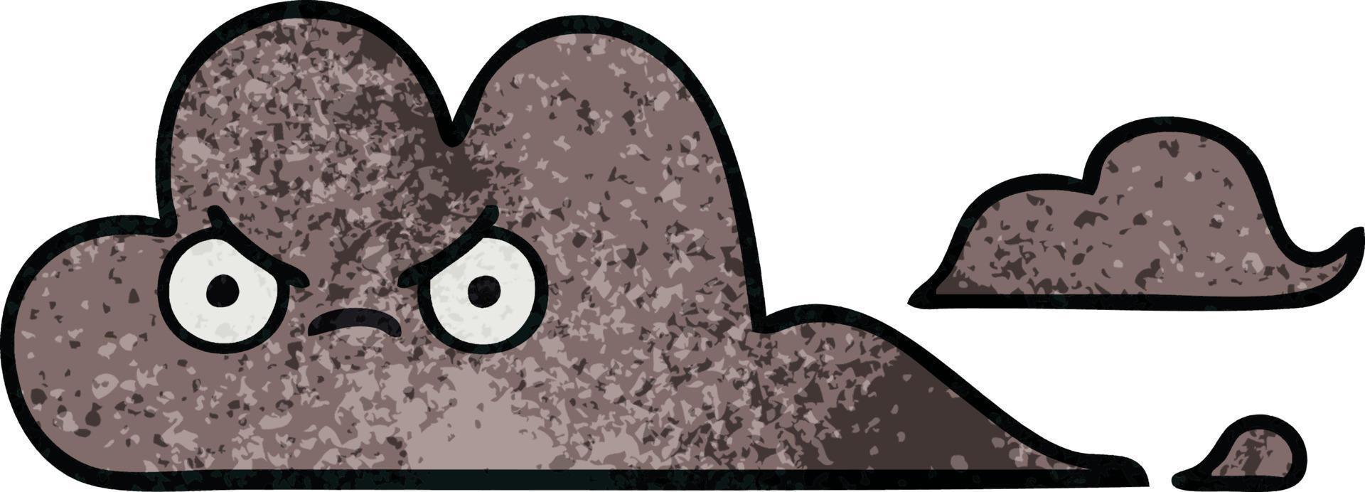 retro grunge texture cartoon storm cloud vector