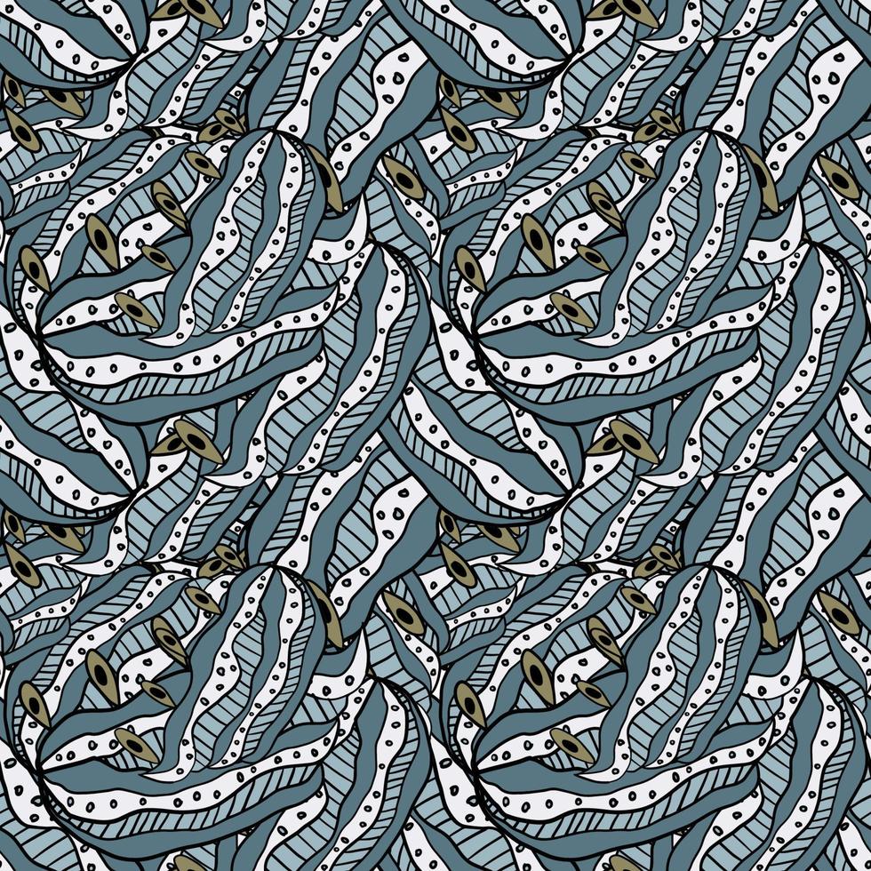 Cute abstract doodle artistic sketch seamless pattern. Background with crazy messy doodle art with different shapes, curls vector