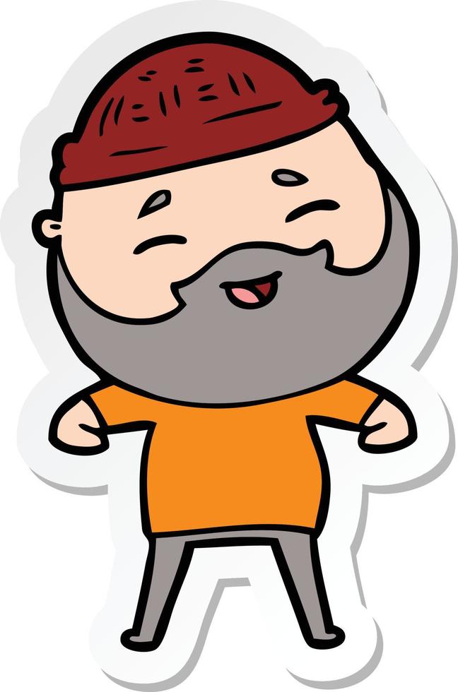 sticker of a cartoon happy bearded man vector