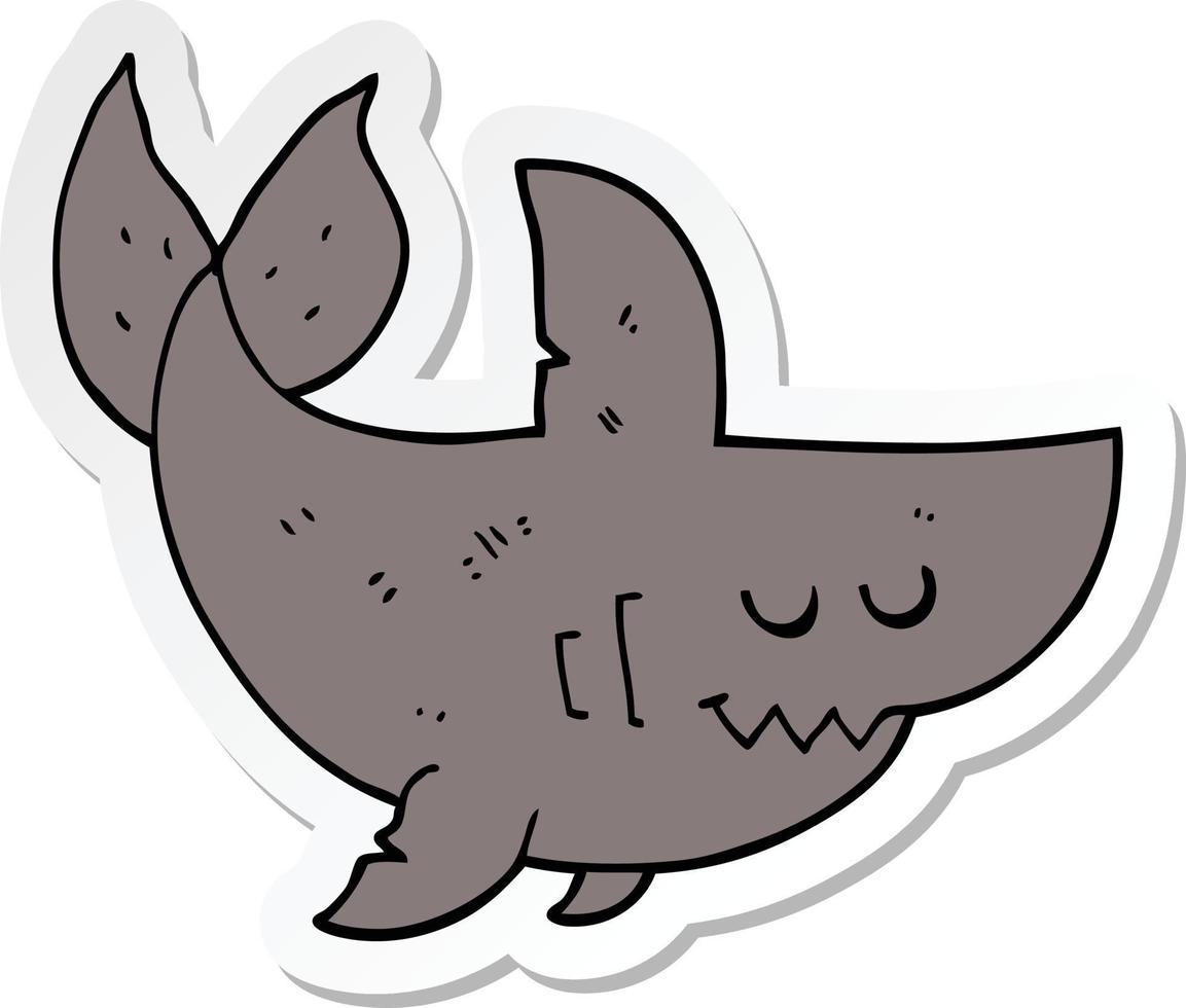 sticker of a cartoon shark vector