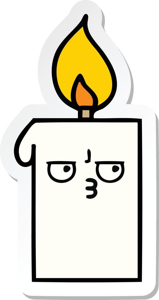 pegatina de una linda vela encendida de dibujos animados vector