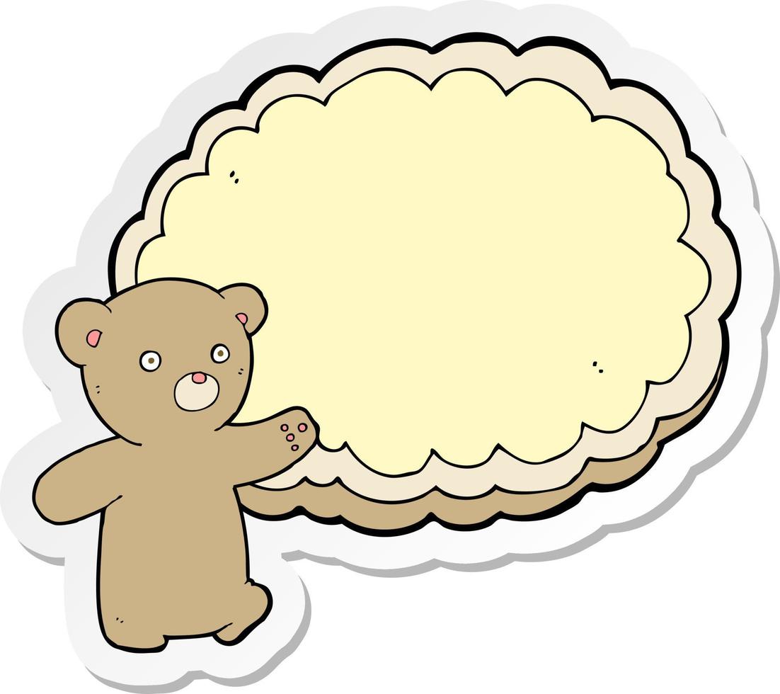 sticker of a cartoon bear with text space cloud vector