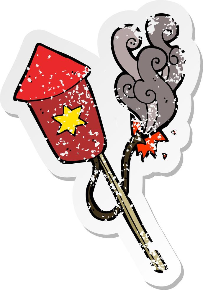 retro distressed sticker of a cartoon firework with burning fuse vector