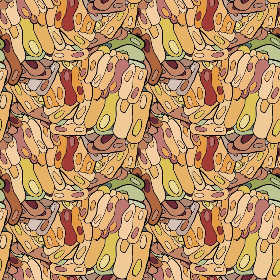 Cute abstract doodle artistic sketch seamless pattern. Background with crazy messy doodle art with different shapes, curls vector