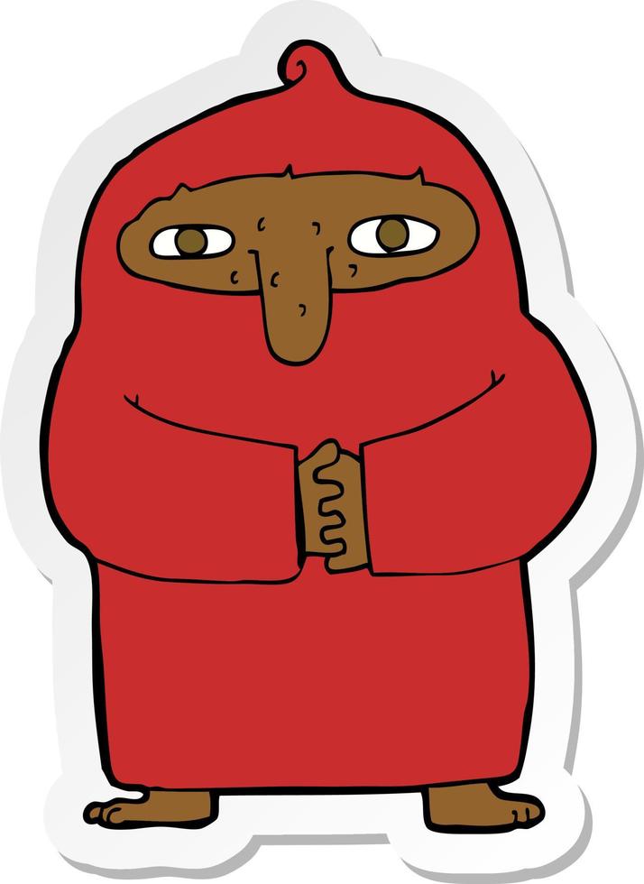 sticker of a cartoon monk in robe vector