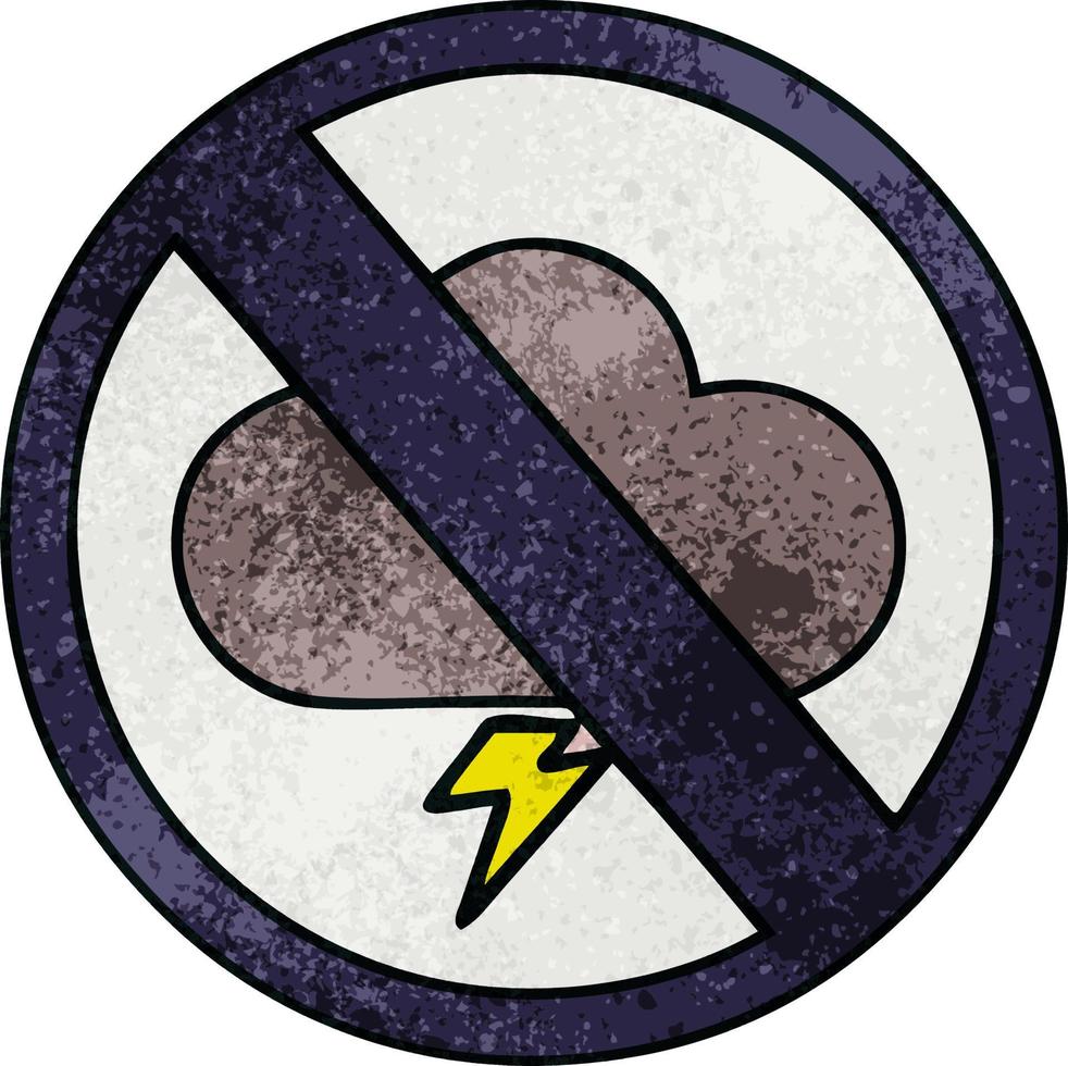 retro grunge texture cartoon weather warning sign vector