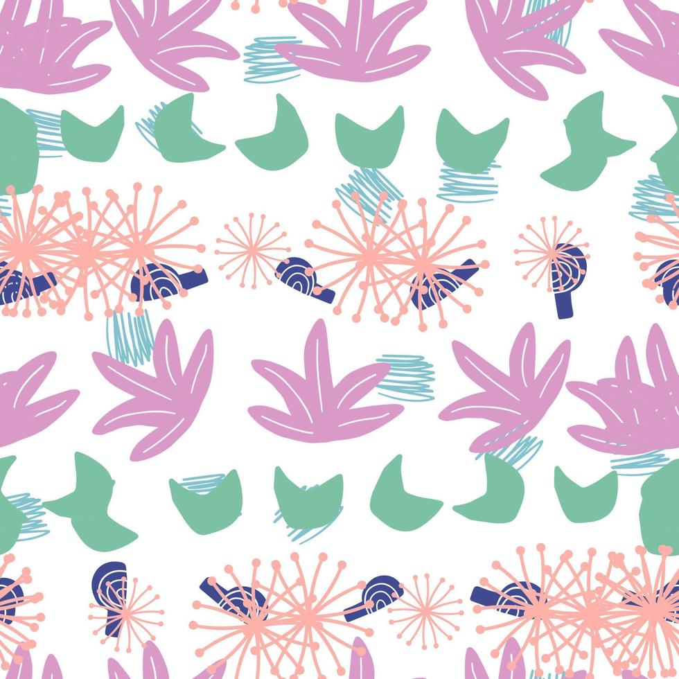 abstracto colorido desordenado doodle flor de patrones sin fisuras. fondo floral de fantasia vector