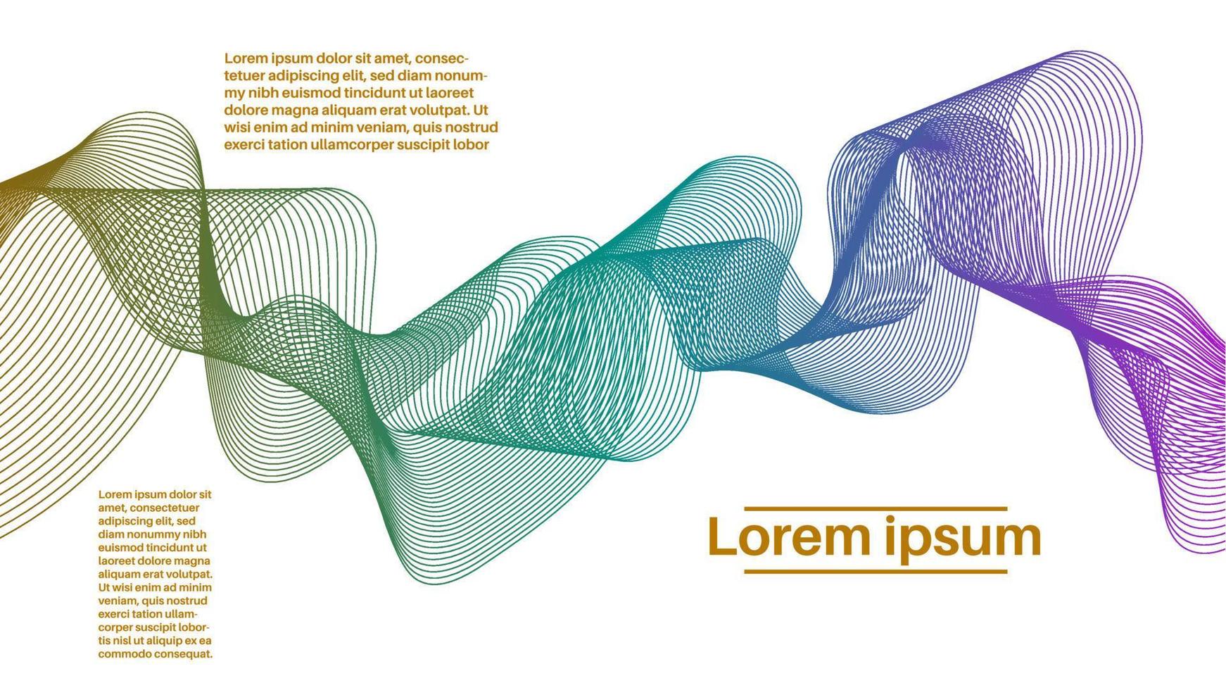Colorful modern abstract poster with thin line striped blend smoke flow shape card. vector