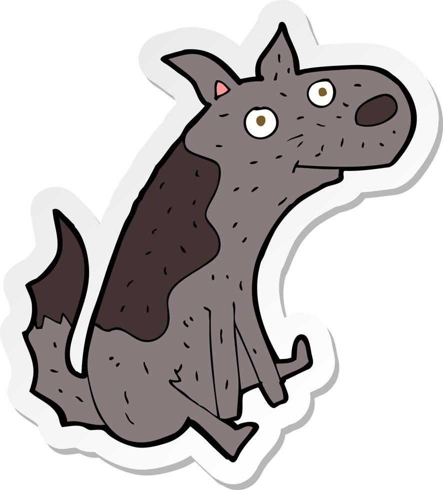 sticker of a cartoon sitting dog vector