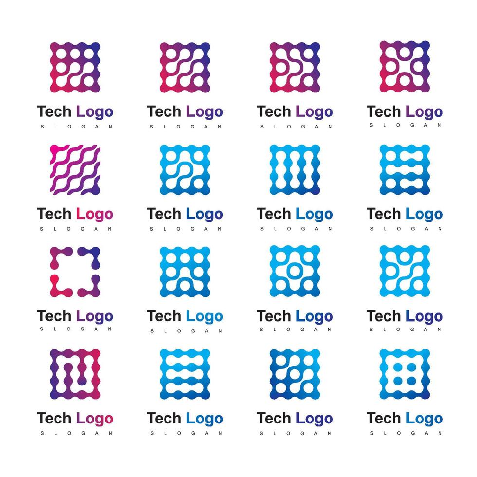 Technology Logo Template Using Molecule Icon vector