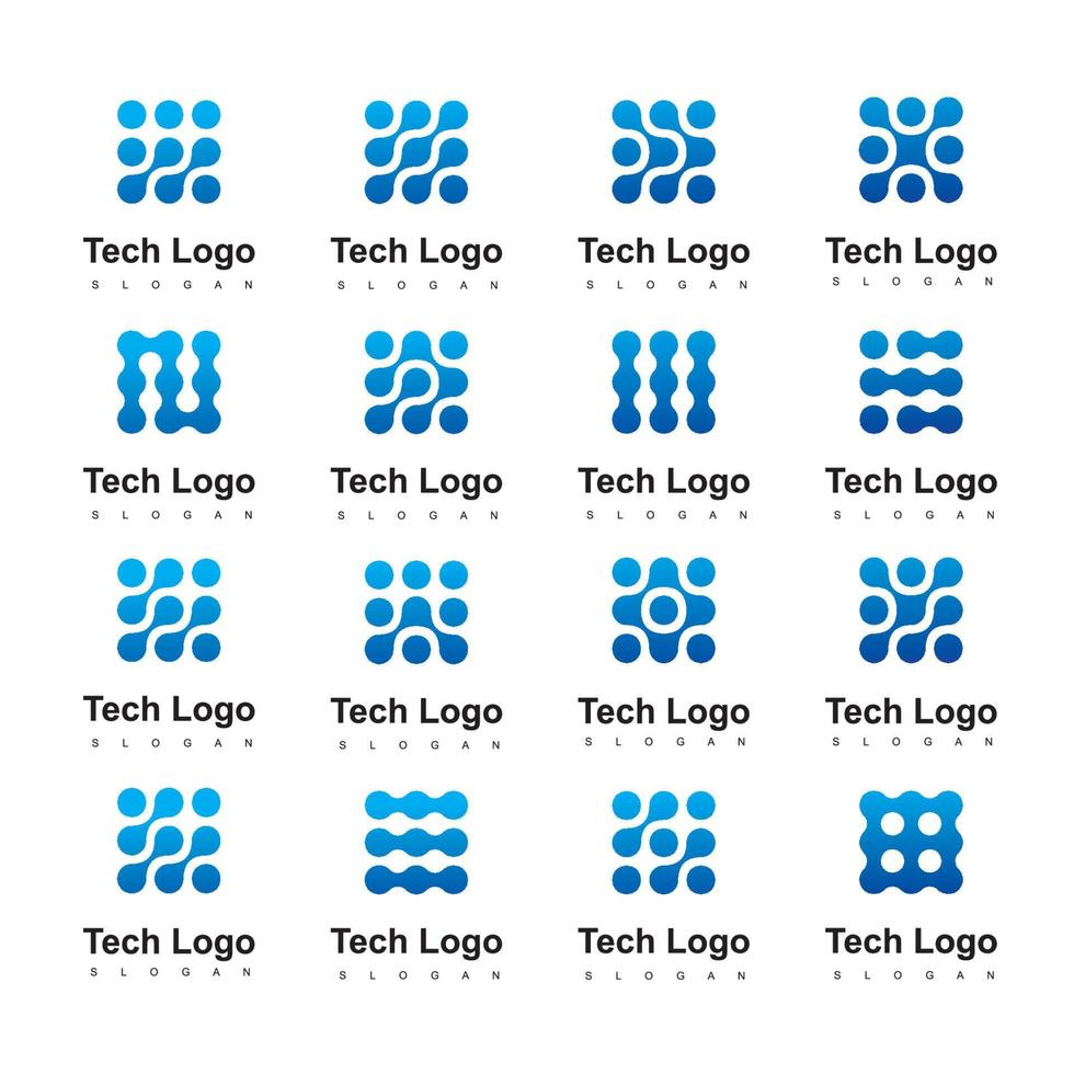 Technology Logo Template Using Molecule Icon vector