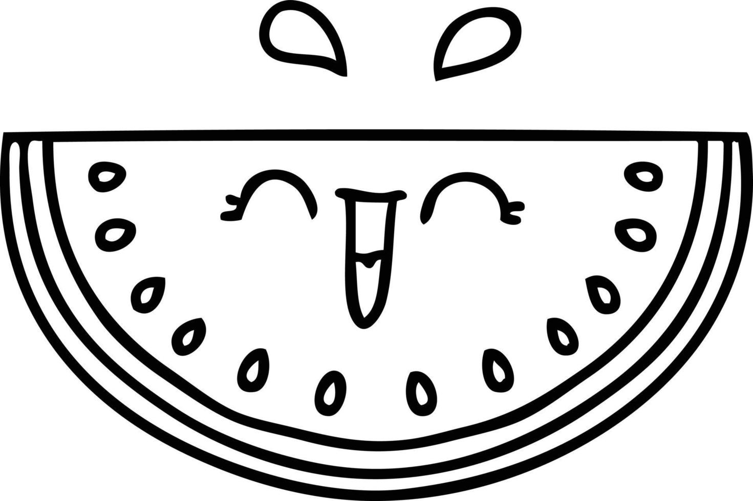 quirky line drawing cartoon watermelon vector