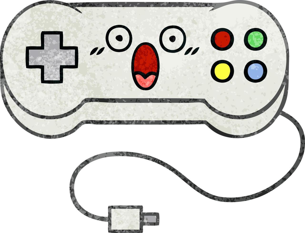 retro grunge texture cartoon game controller vector