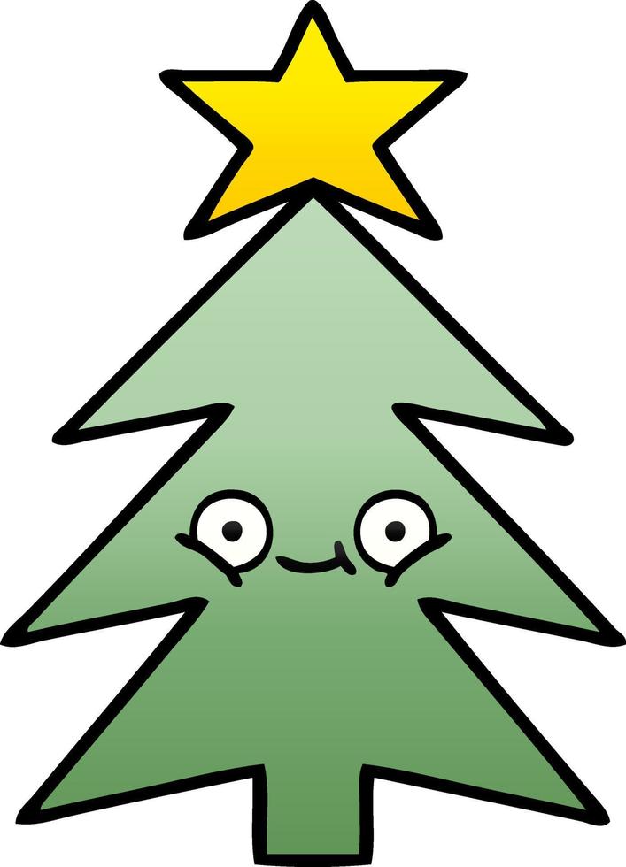 gradient shaded cartoon christmas tree vector