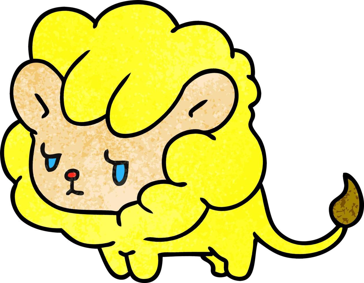 textured cartoon kawaii cute lion cub vector