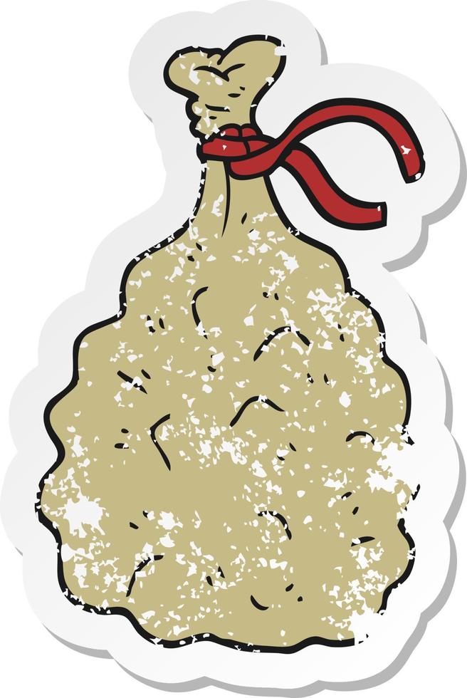 retro distressed sticker of a cartoon sack vector