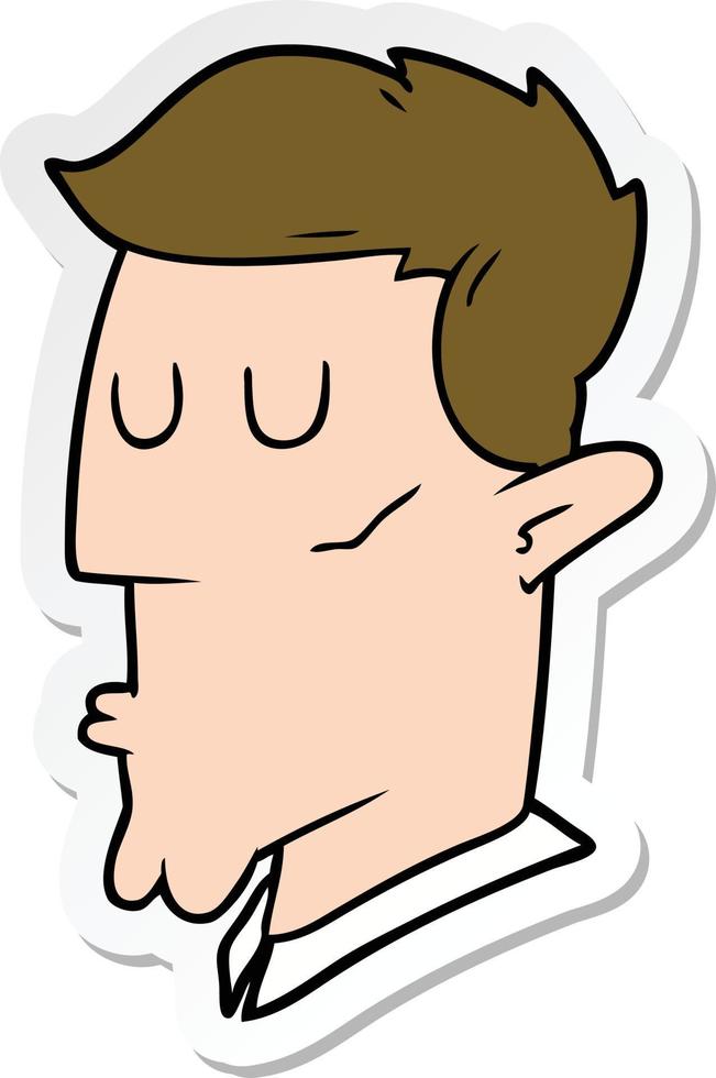 sticker of a cartoon serious man vector