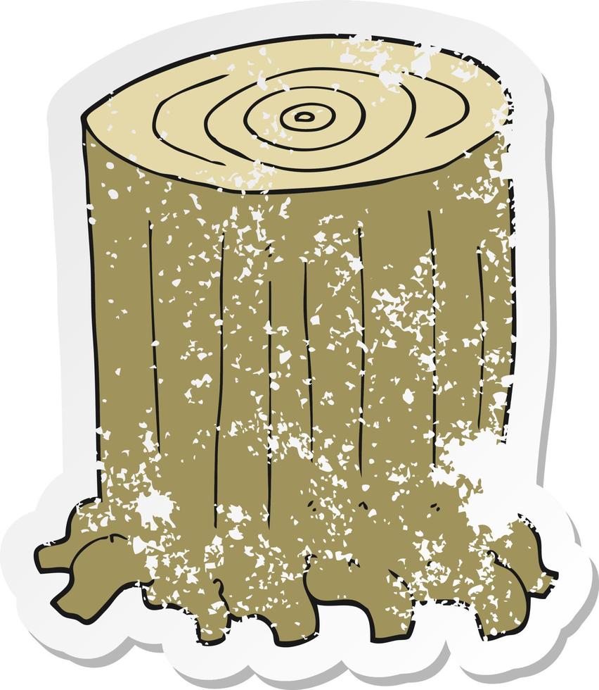 retro distressed sticker of a cartoon tree stump vector