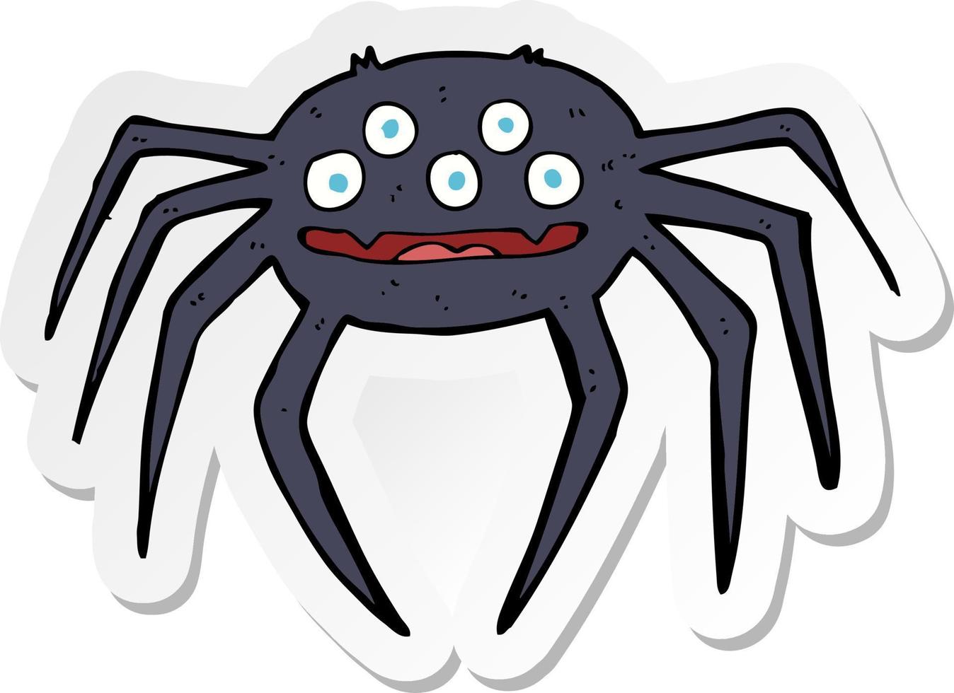 sticker of a cartoon halloween spider vector