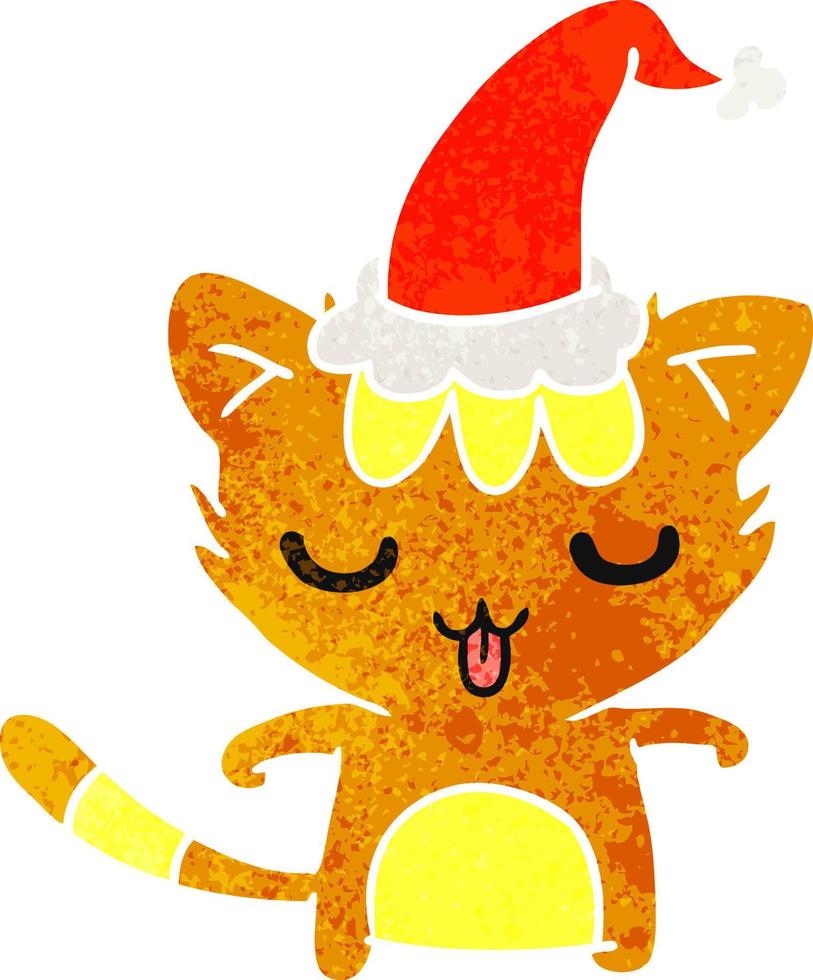 dibujos animados retro de navidad de gato kawaii vector