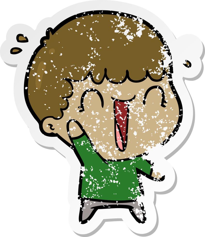 distressed sticker of a laughing cartoon man vector