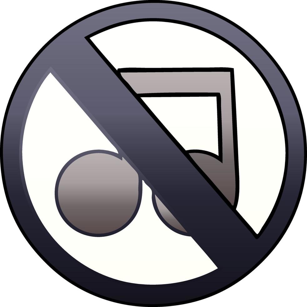 gradient shaded cartoon no music allowed sign vector