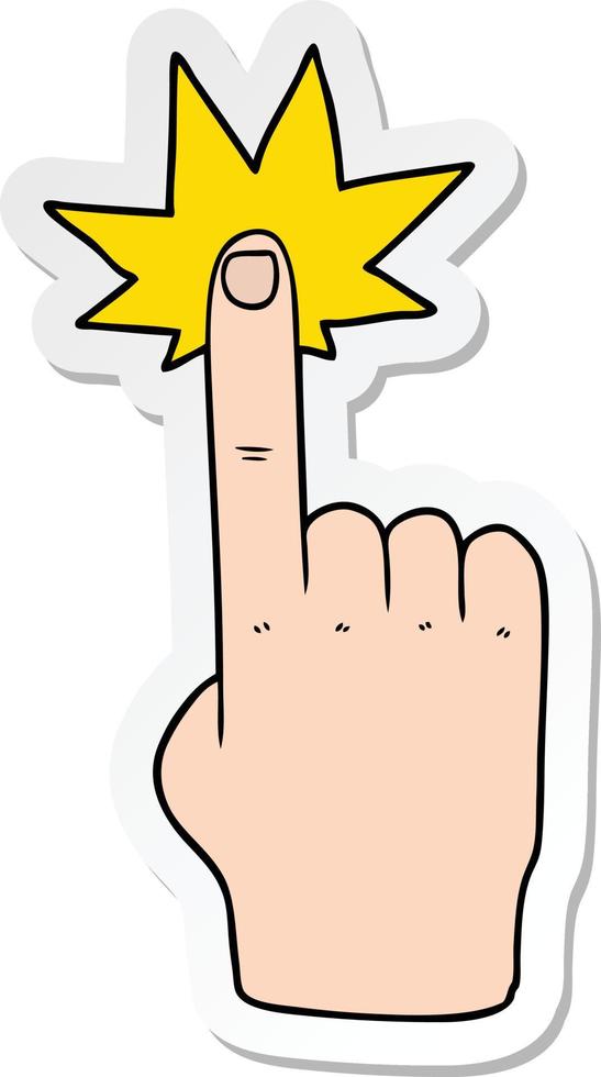 sticker of a cartoon pointing hand vector