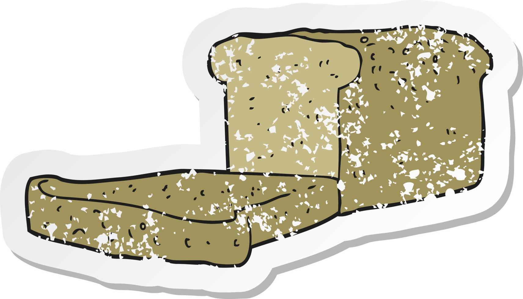 retro distressed sticker of a cartoon loaf of bread vector