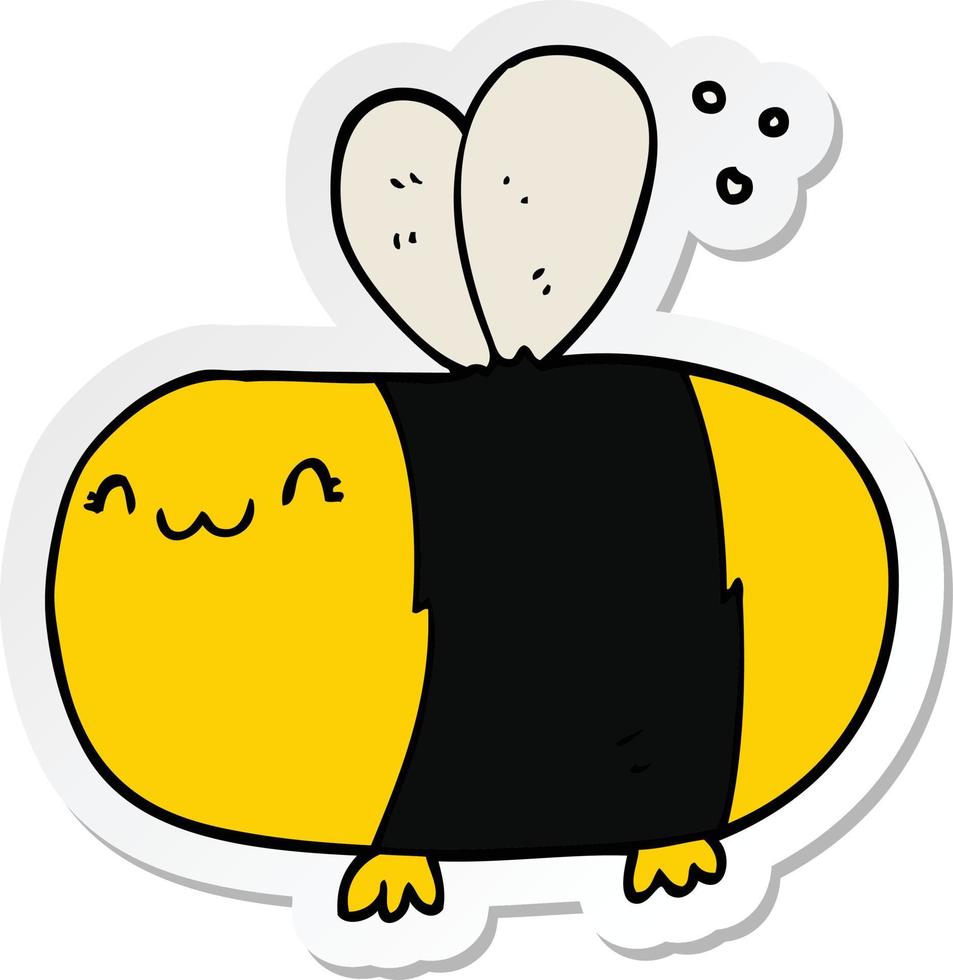 sticker of a cute cartoon bee vector