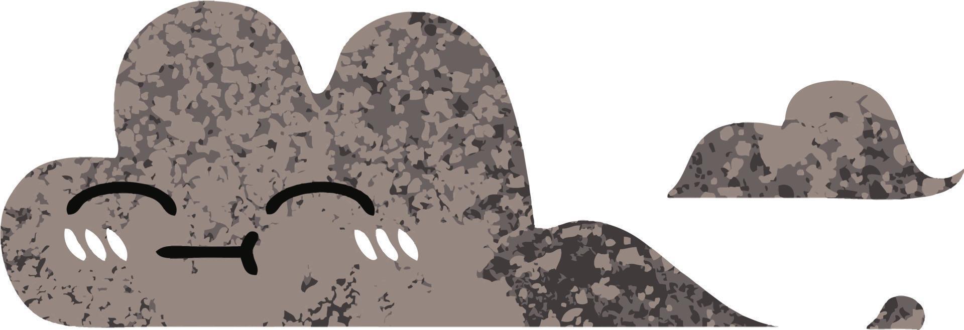 retro illustration style cartoon storm cloud vector