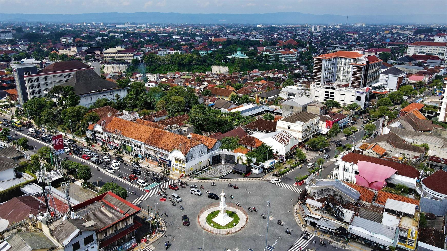 Beautiful aerial view, View of the Welcome Monument of Yogyakarta-Indonesia. photo