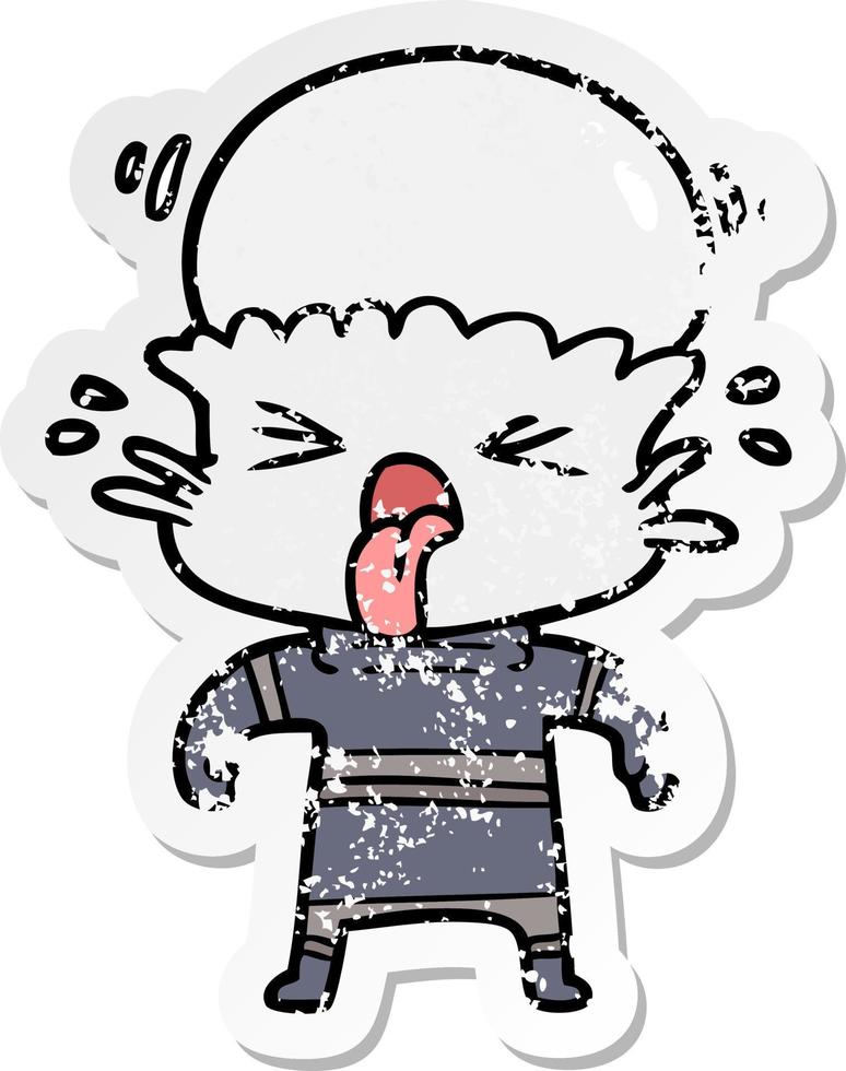 distressed sticker of a weird cartoon alien vector