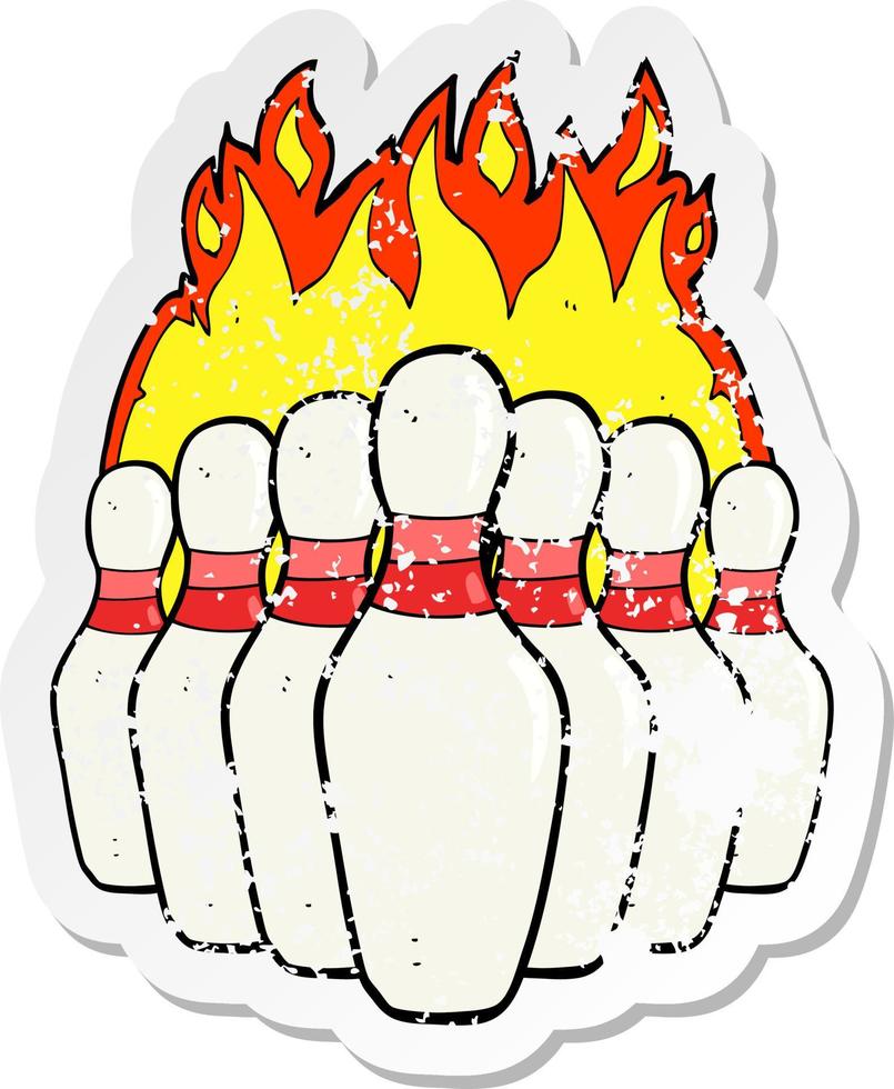 retro distressed sticker of a cartoon flaming skittles vector