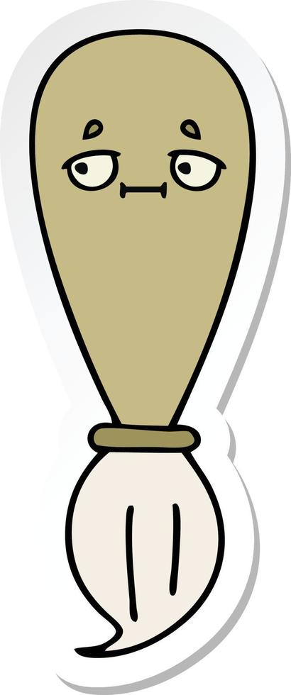 sticker of a cute cartoon paint brush vector