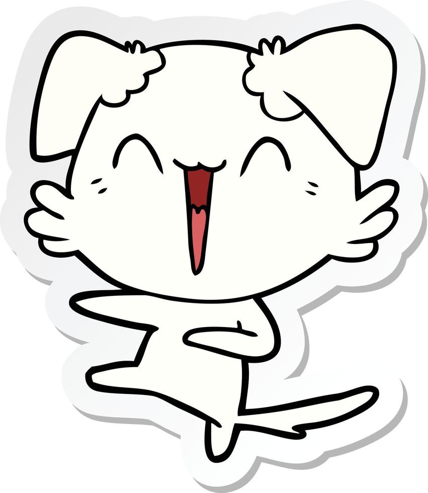 sticker of a happy dancing dog cartoon vector