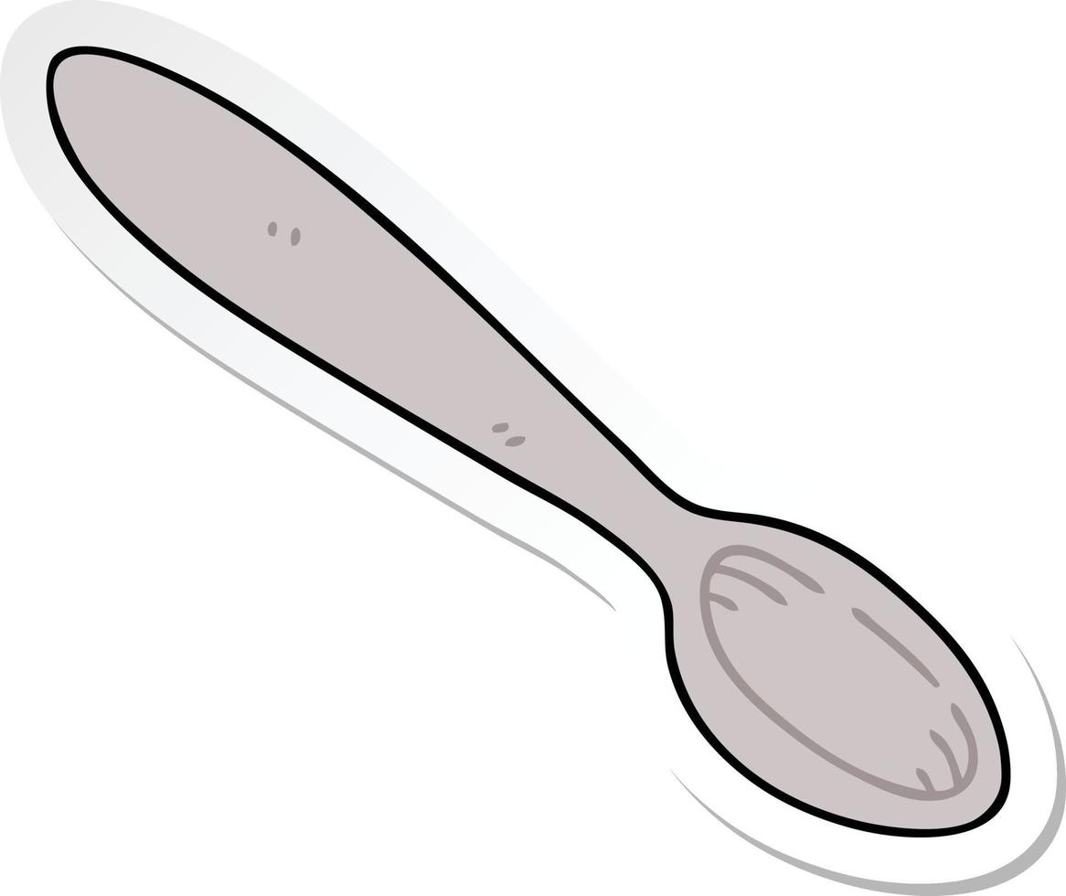 pegatina de una peculiar cuchara de dibujos animados dibujada a mano vector