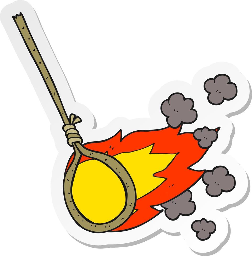 sticker of a cartoon flaming noose vector