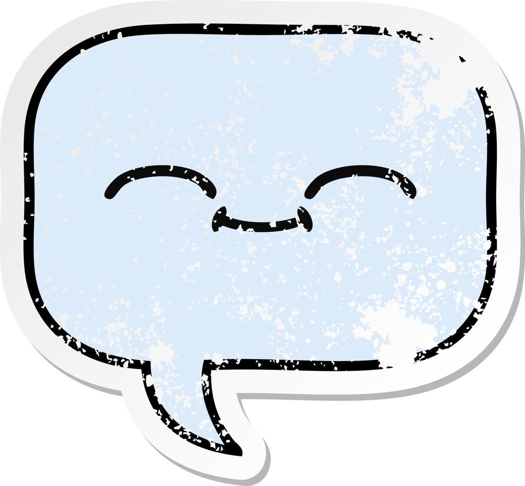 distressed sticker of a cute cartoon speech bubble vector