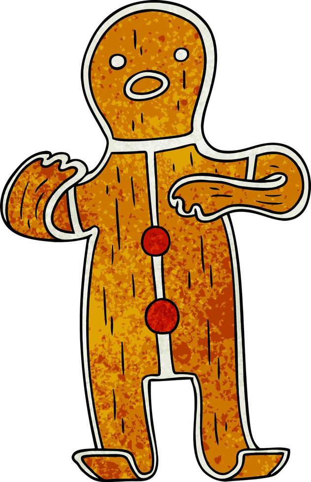 textured cartoon doodle of a gingerbread man vector