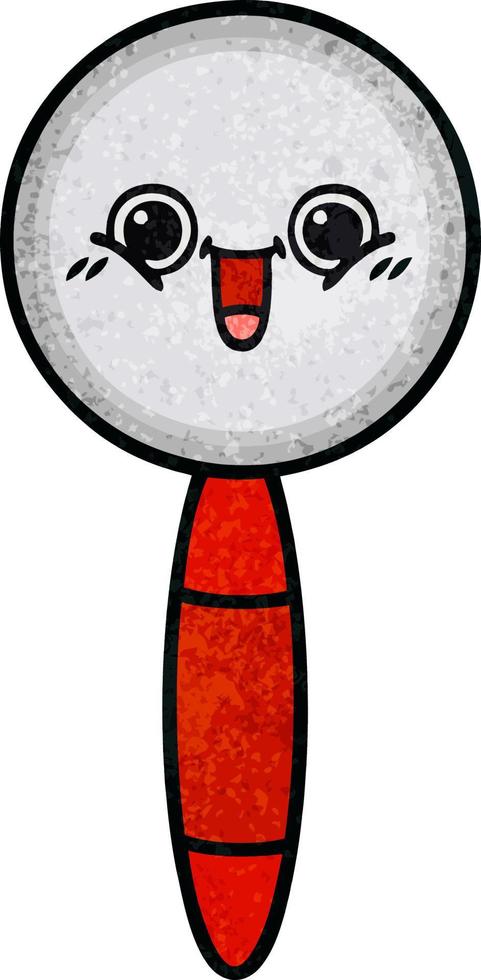 retro grunge texture cartoon magnifying glass vector