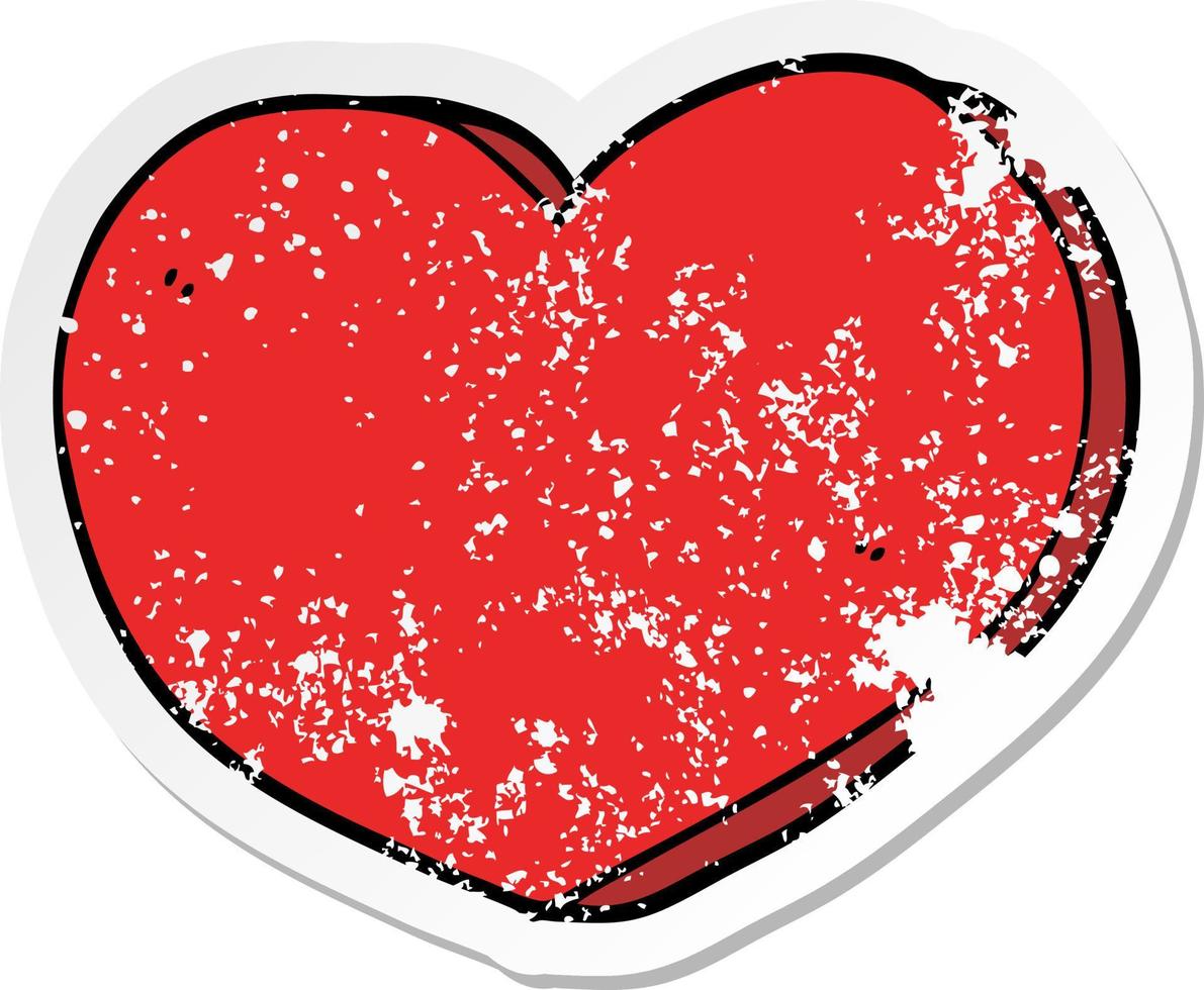 distressed sticker of a cartoon love heart vector