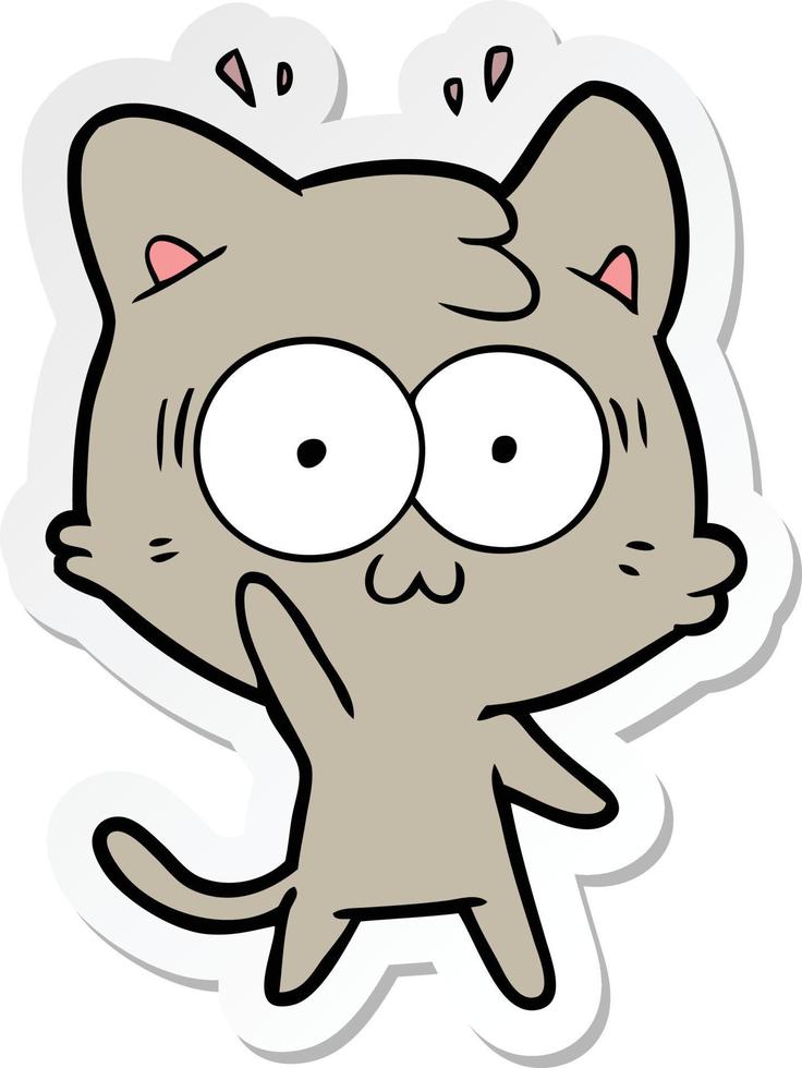 sticker of a cartoon surprised cat vector