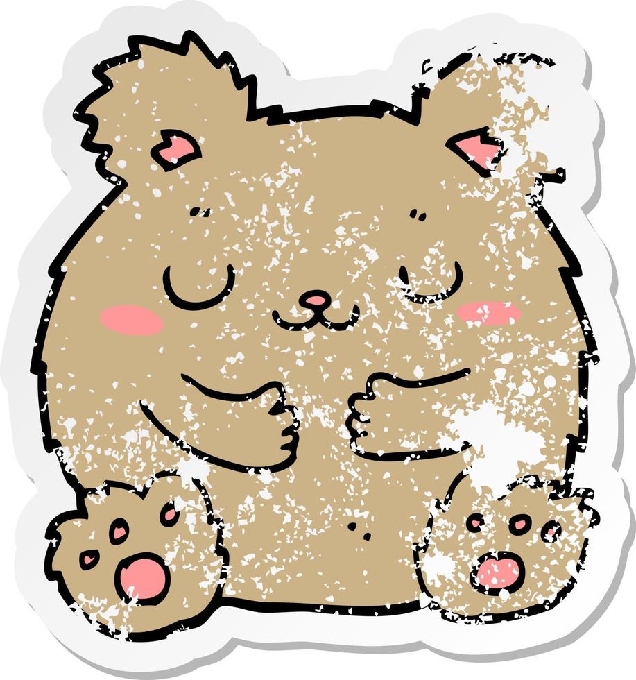 distressed sticker of a cute cartoon bear vector