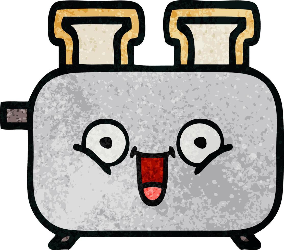 retro grunge texture cartoon of a toaster vector