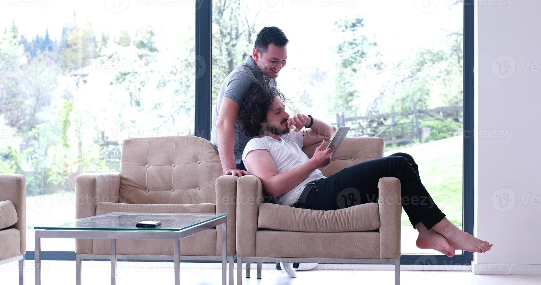 Gay Couple Love Home Concept photo